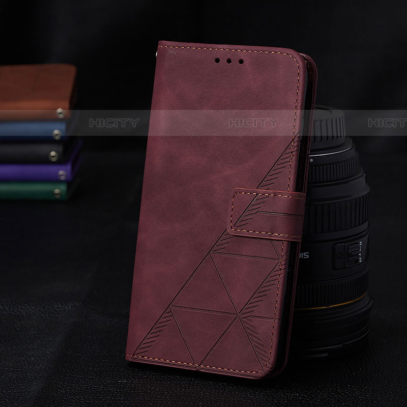 Custodia Portafoglio In Pelle Cover con Supporto Y02B per Samsung Galaxy F22 4G Rosso Rosa