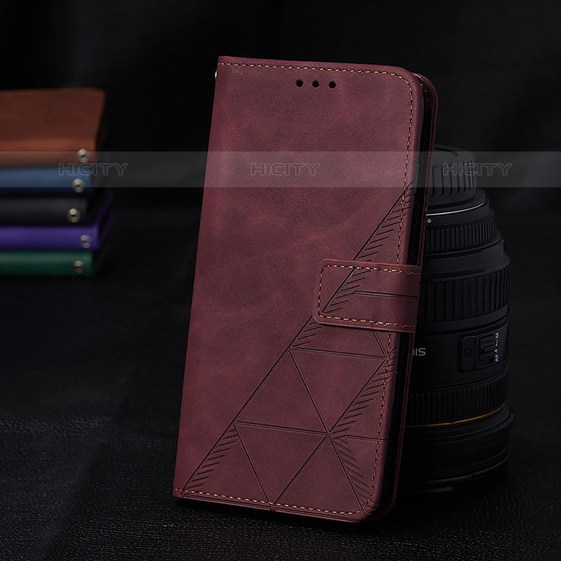 Custodia Portafoglio In Pelle Cover con Supporto Y02B per Samsung Galaxy Quantum2 5G Rosso Rosa