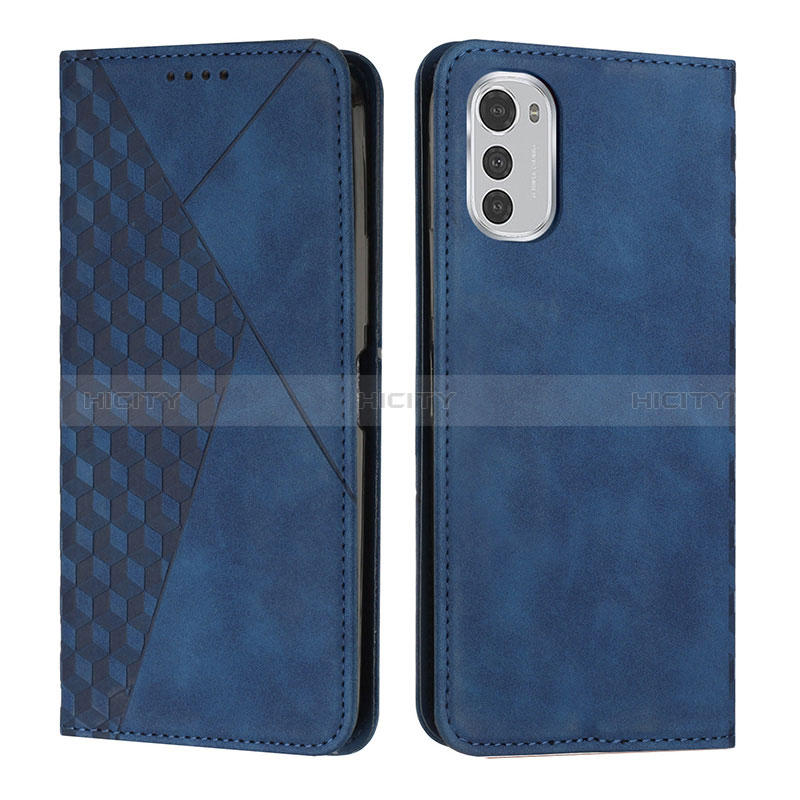 Custodia Portafoglio In Pelle Cover con Supporto Y02X per Motorola Moto E32s Blu