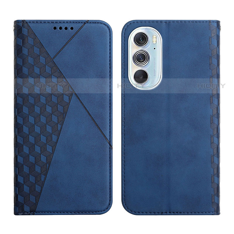 Custodia Portafoglio In Pelle Cover con Supporto Y02X per Motorola Moto Edge Plus (2022) 5G Blu