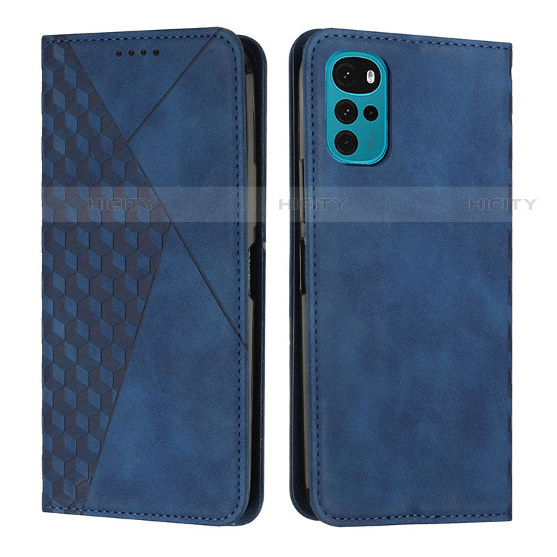 Custodia Portafoglio In Pelle Cover con Supporto Y02X per Motorola Moto G22 Blu