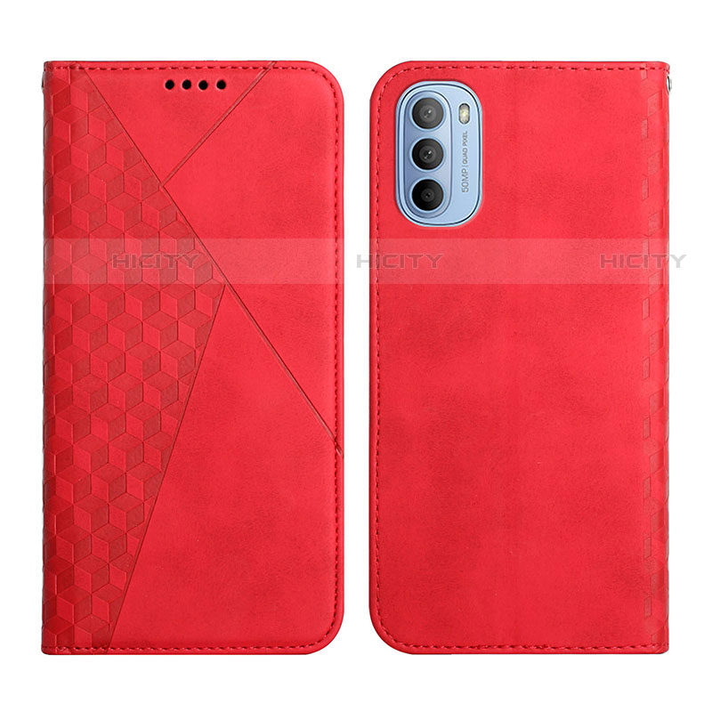 Custodia Portafoglio In Pelle Cover con Supporto Y02X per Motorola Moto G51 5G Rosso