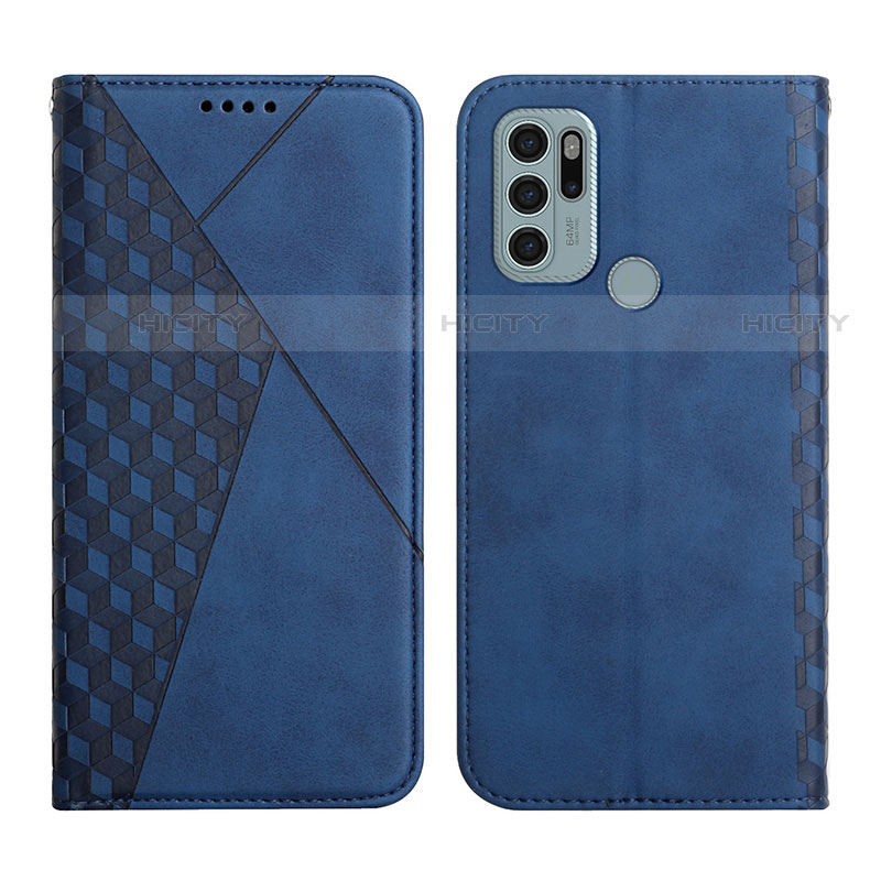 Custodia Portafoglio In Pelle Cover con Supporto Y02X per Motorola Moto G60s Blu