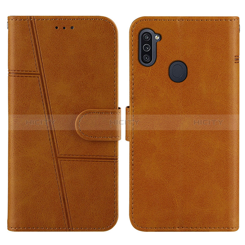 Custodia Portafoglio In Pelle Cover con Supporto Y02X per Samsung Galaxy A11 Marrone Chiaro