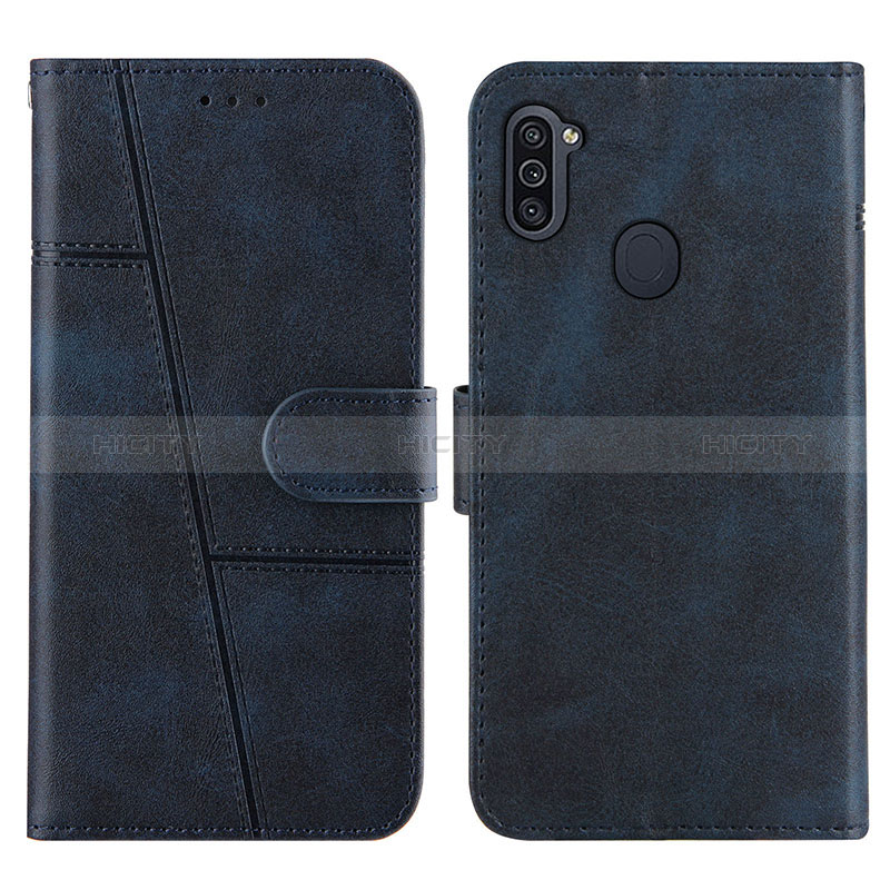 Custodia Portafoglio In Pelle Cover con Supporto Y02X per Samsung Galaxy M11 Blu