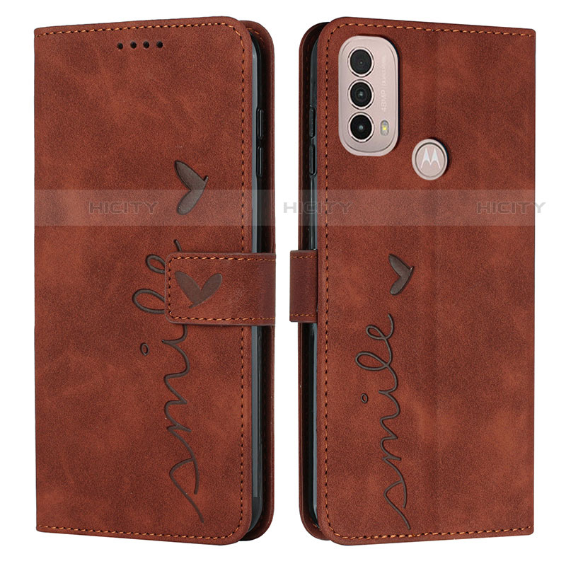 Custodia Portafoglio In Pelle Cover con Supporto Y03X per Motorola Moto E40 Marrone