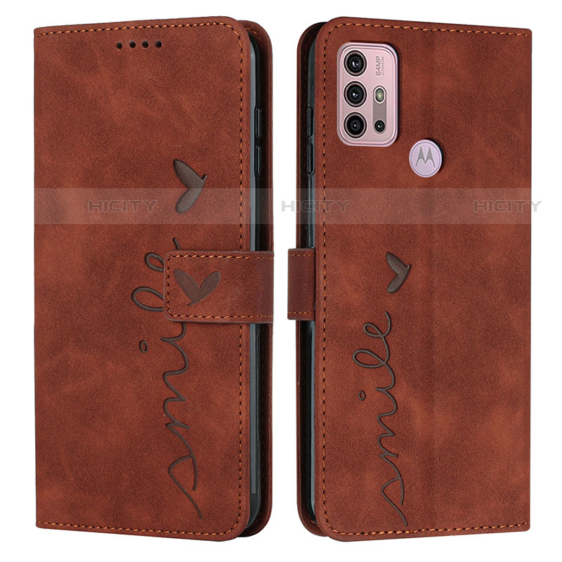 Custodia Portafoglio In Pelle Cover con Supporto Y03X per Motorola Moto G20 Marrone