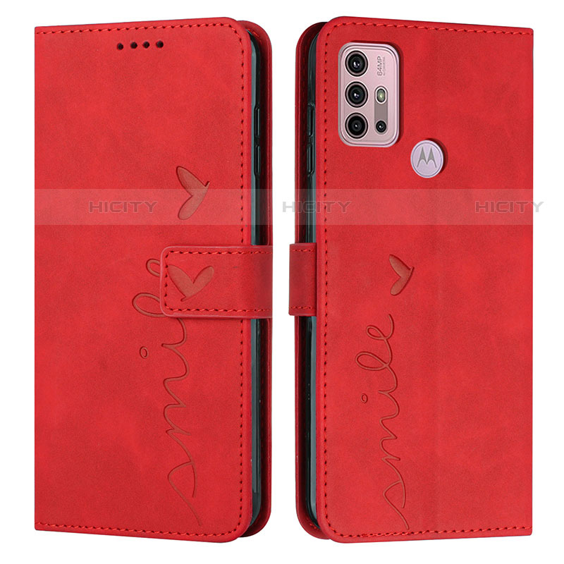 Custodia Portafoglio In Pelle Cover con Supporto Y03X per Motorola Moto G30 Rosso