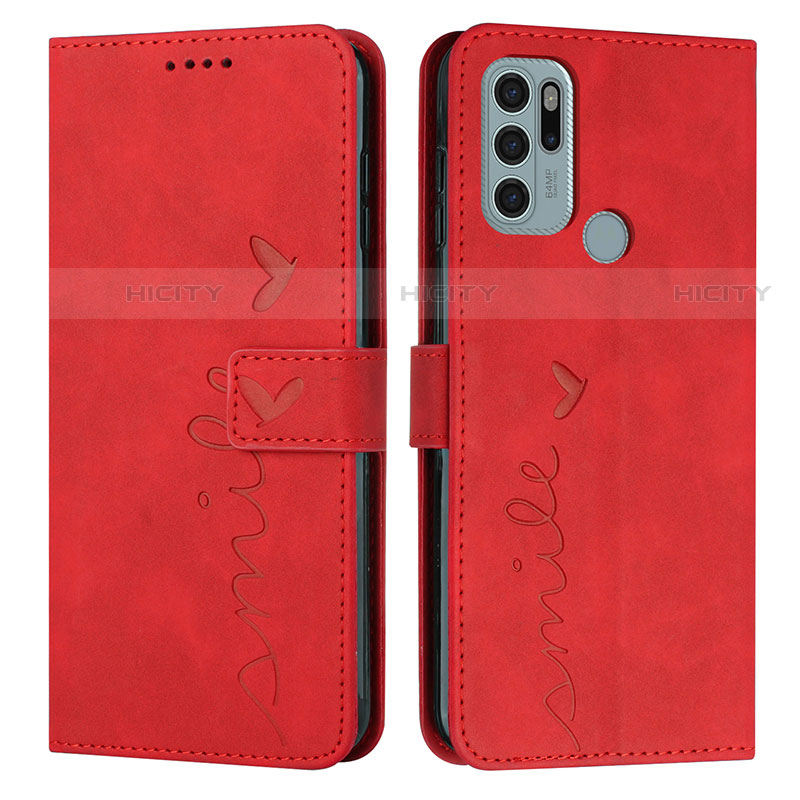 Custodia Portafoglio In Pelle Cover con Supporto Y03X per Motorola Moto G60s Rosso