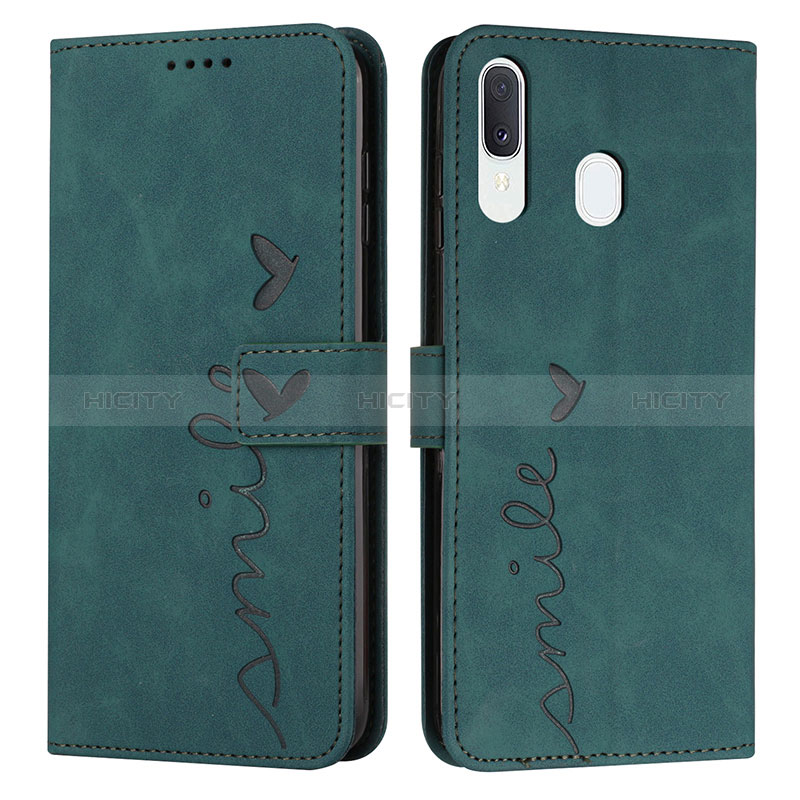 Custodia Portafoglio In Pelle Cover con Supporto Y03X per Samsung Galaxy M10S Verde