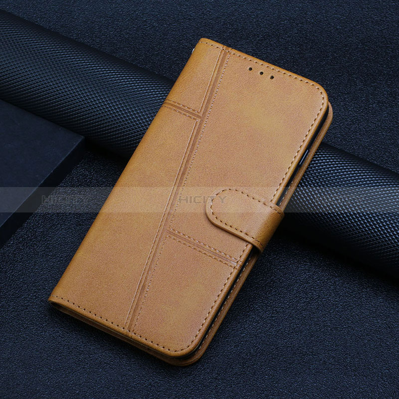 Custodia Portafoglio In Pelle Cover con Supporto Y04X per Motorola Moto E32s Marrone Chiaro