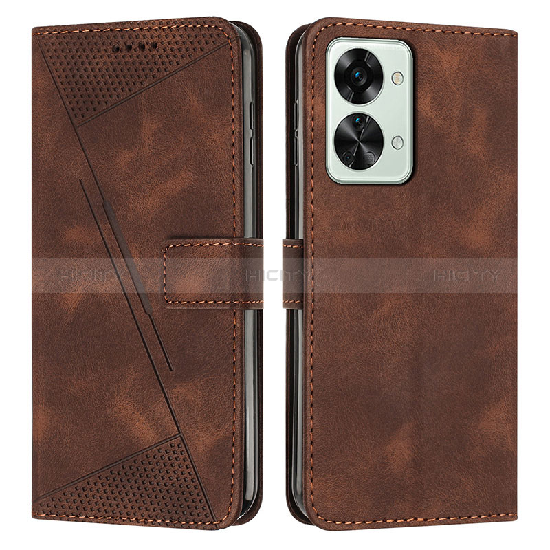 Custodia Portafoglio In Pelle Cover con Supporto Y04X per OnePlus Nord 2T 5G Marrone