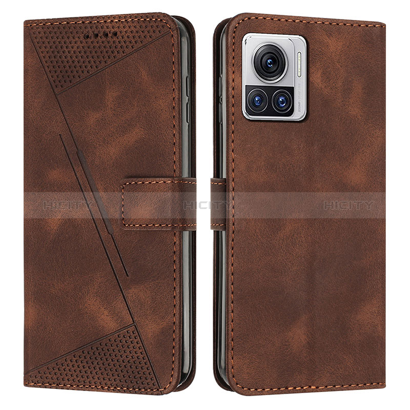 Custodia Portafoglio In Pelle Cover con Supporto Y07X per Motorola Moto Edge X30 Pro 5G Marrone