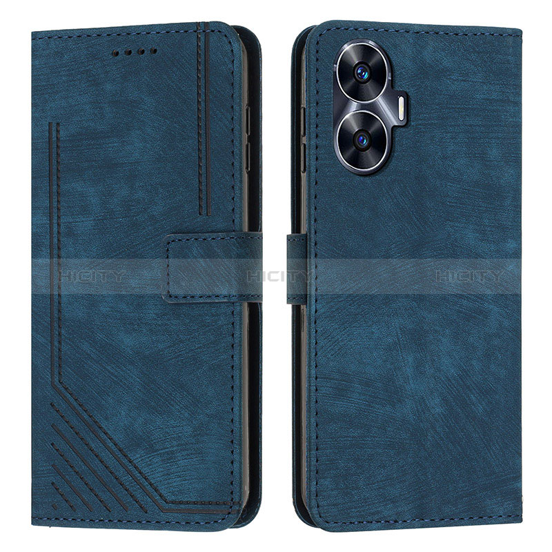 Custodia Portafoglio In Pelle Cover con Supporto Y07X per Realme C55 Blu