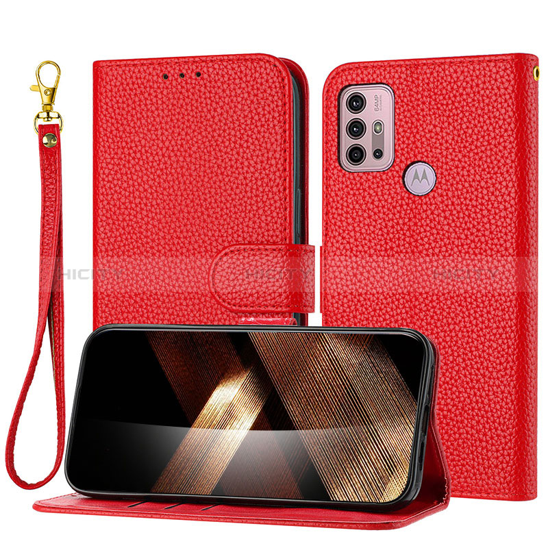 Custodia Portafoglio In Pelle Cover con Supporto Y09X per Motorola Moto G10 Rosso