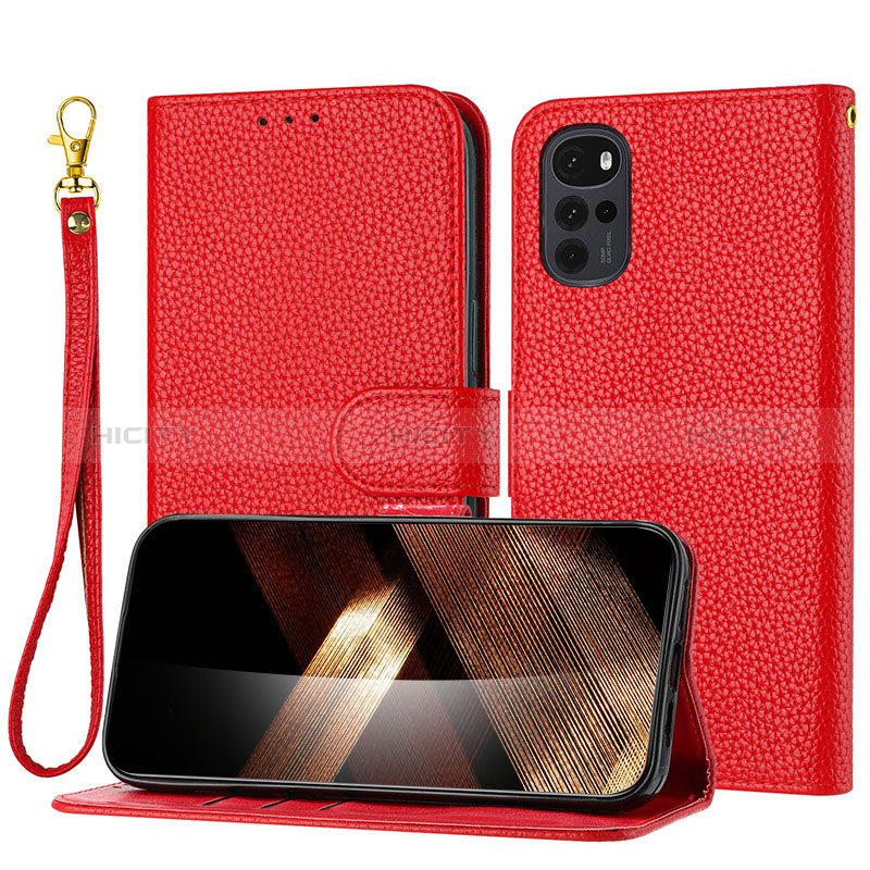 Custodia Portafoglio In Pelle Cover con Supporto Y09X per Motorola Moto G22 Rosso