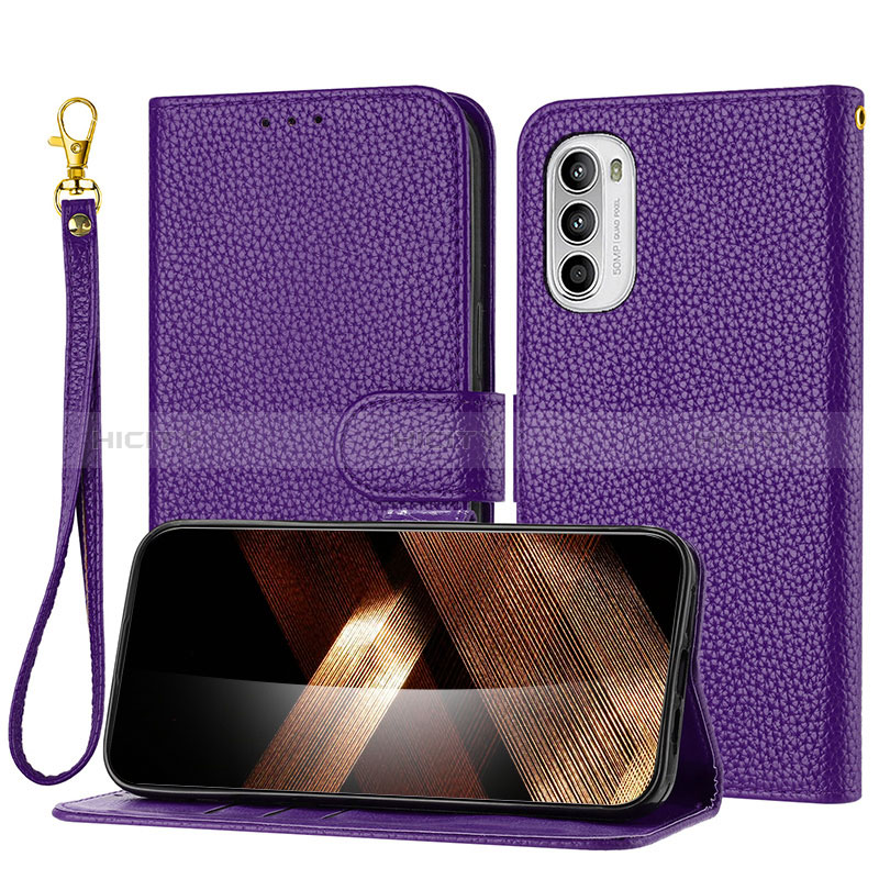 Custodia Portafoglio In Pelle Cover con Supporto Y09X per Motorola Moto G62 5G Viola