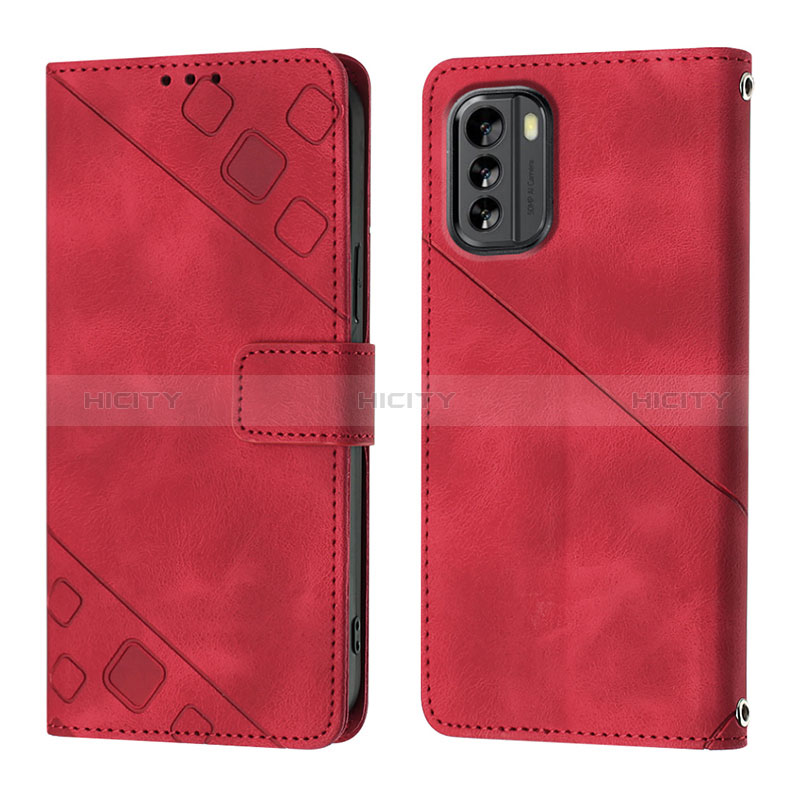 Custodia Portafoglio In Pelle Cover con Supporto YB1 per Nokia G60 5G Rosso