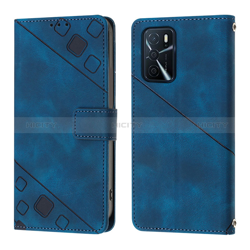 Custodia Portafoglio In Pelle Cover con Supporto YB1 per Oppo A54s Blu
