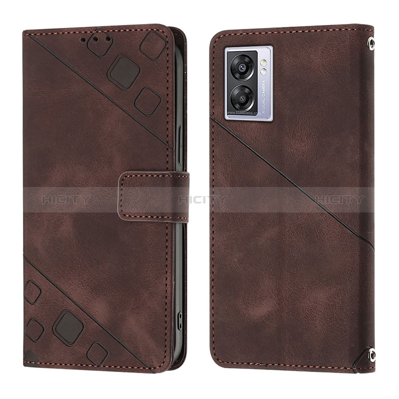 Custodia Portafoglio In Pelle Cover con Supporto YB1 per Oppo A57 5G Marrone