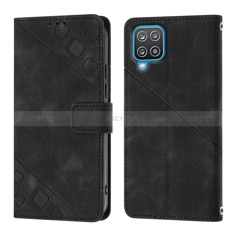 Custodia Portafoglio In Pelle Cover con Supporto YB1 per Samsung Galaxy A12 Nero