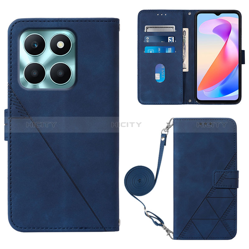 Custodia Portafoglio In Pelle Cover con Supporto YB3 per Huawei Honor X6a Blu