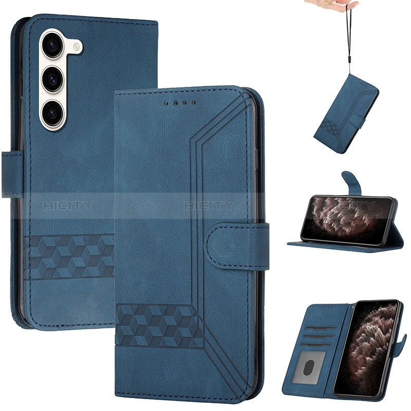 Custodia Portafoglio In Pelle Cover con Supporto YX4 per Samsung Galaxy S22 Plus 5G Blu