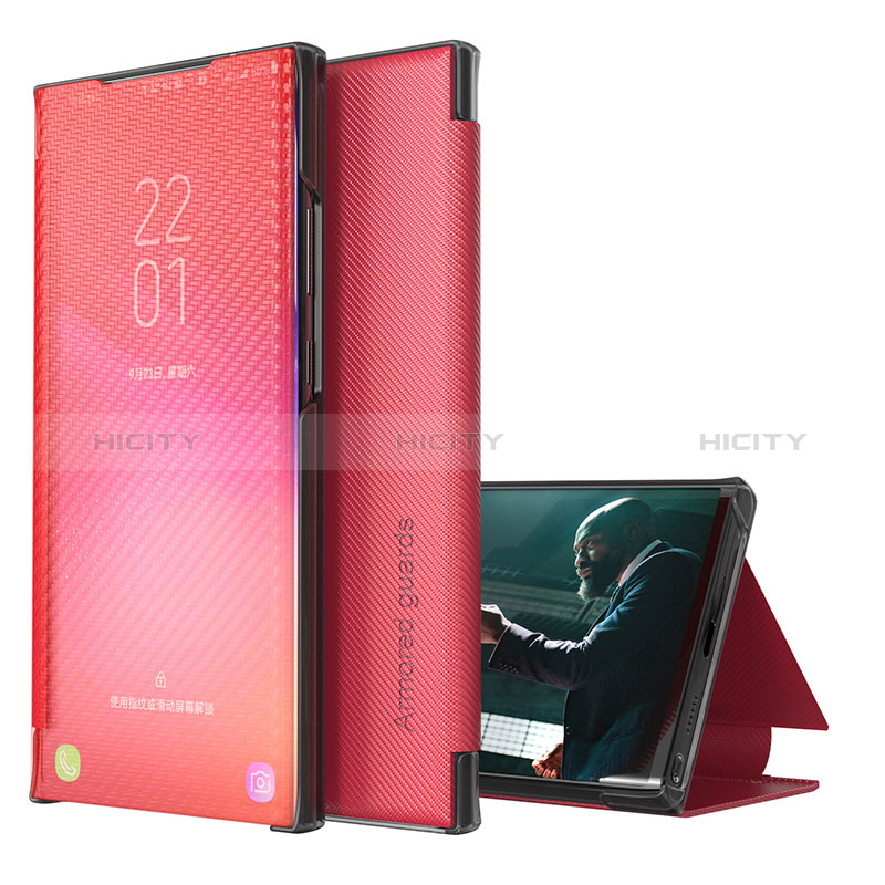 Custodia Portafoglio In Pelle Cover con Supporto ZL1 per Samsung Galaxy A21s Rosso