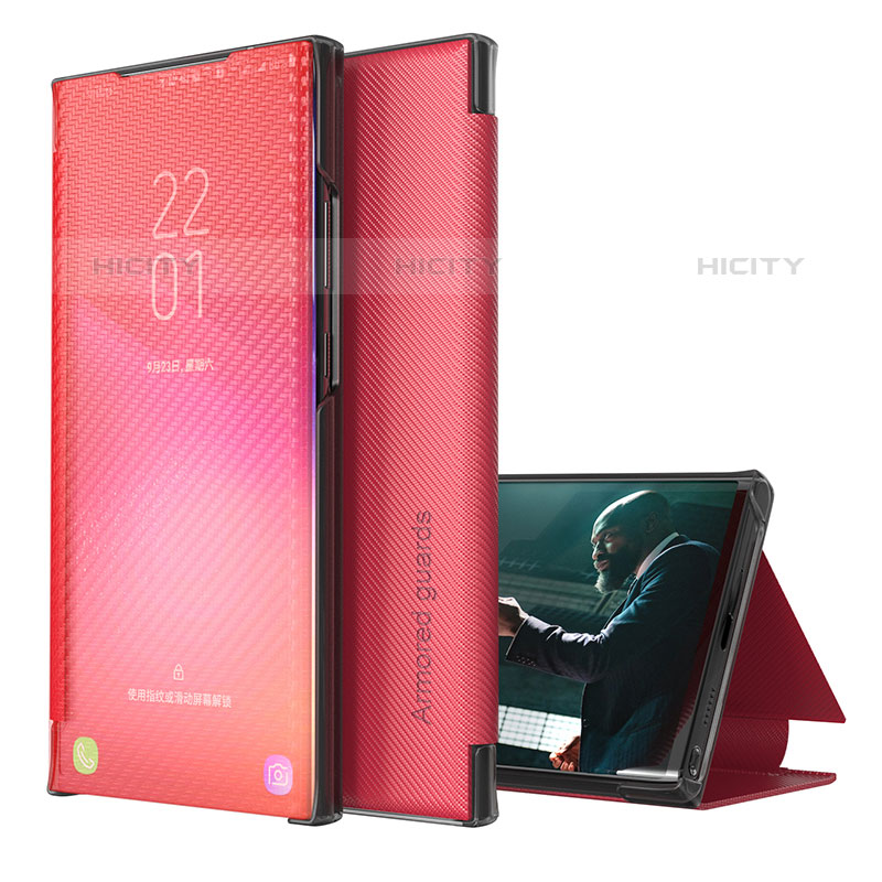 Custodia Portafoglio In Pelle Cover con Supporto ZL1 per Samsung Galaxy M32 5G Rosso