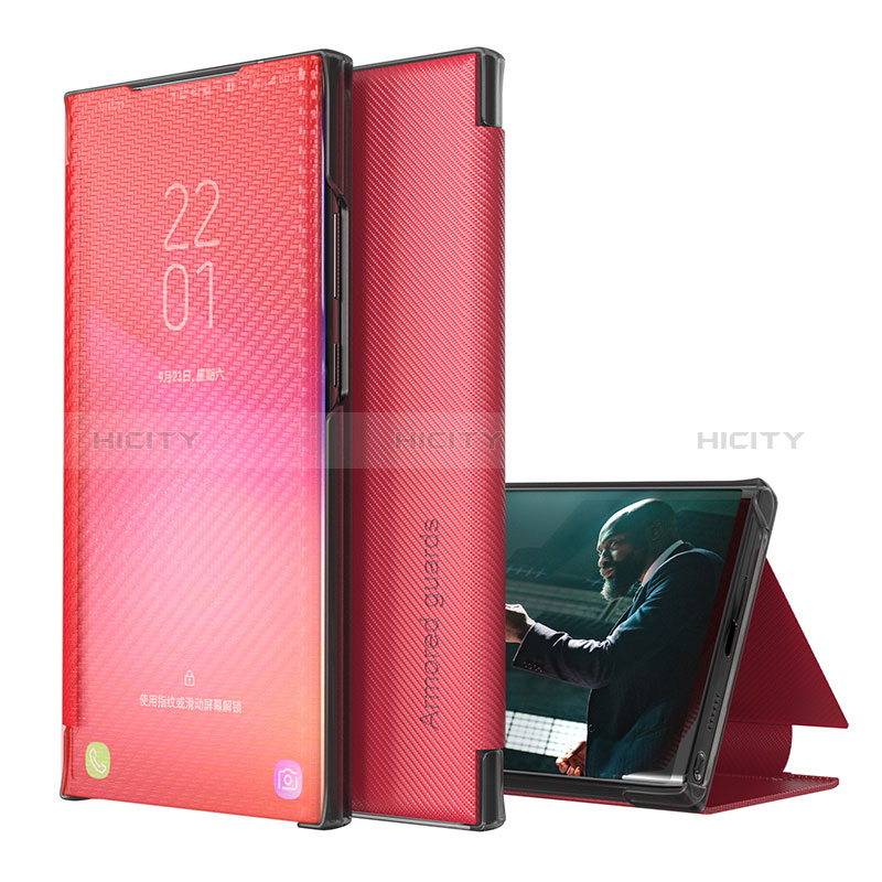Custodia Portafoglio In Pelle Cover con Supporto ZL1 per Samsung Galaxy S23 5G Rosso