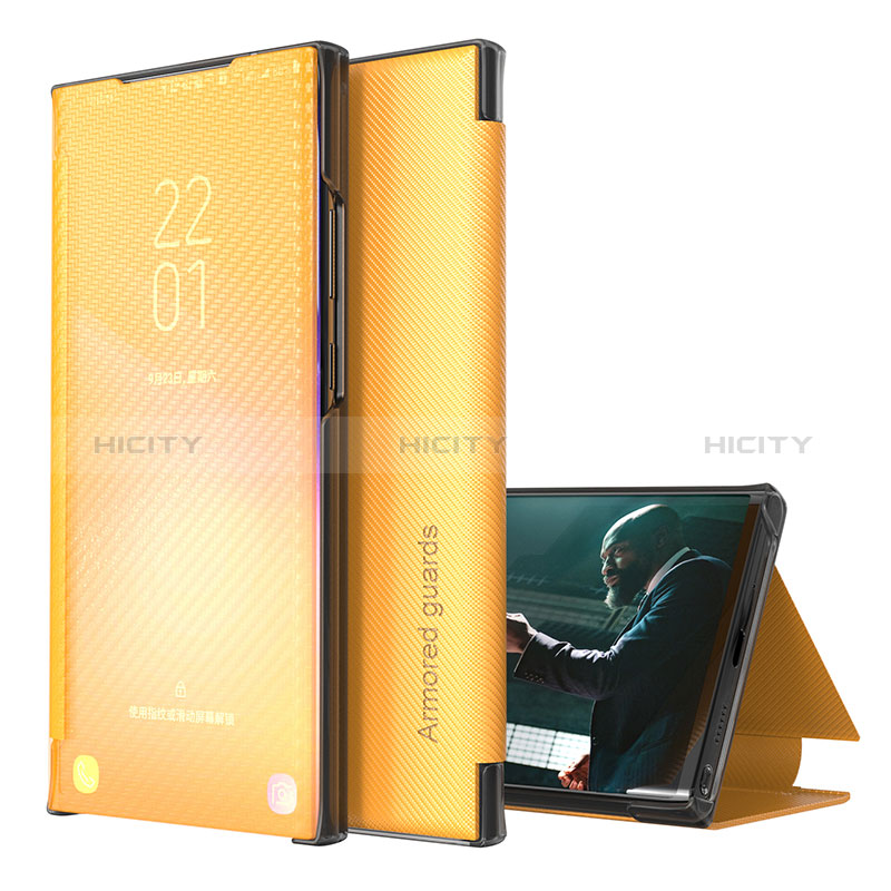 Custodia Portafoglio In Pelle Cover con Supporto ZL1 per Samsung Galaxy S23 Ultra 5G Giallo