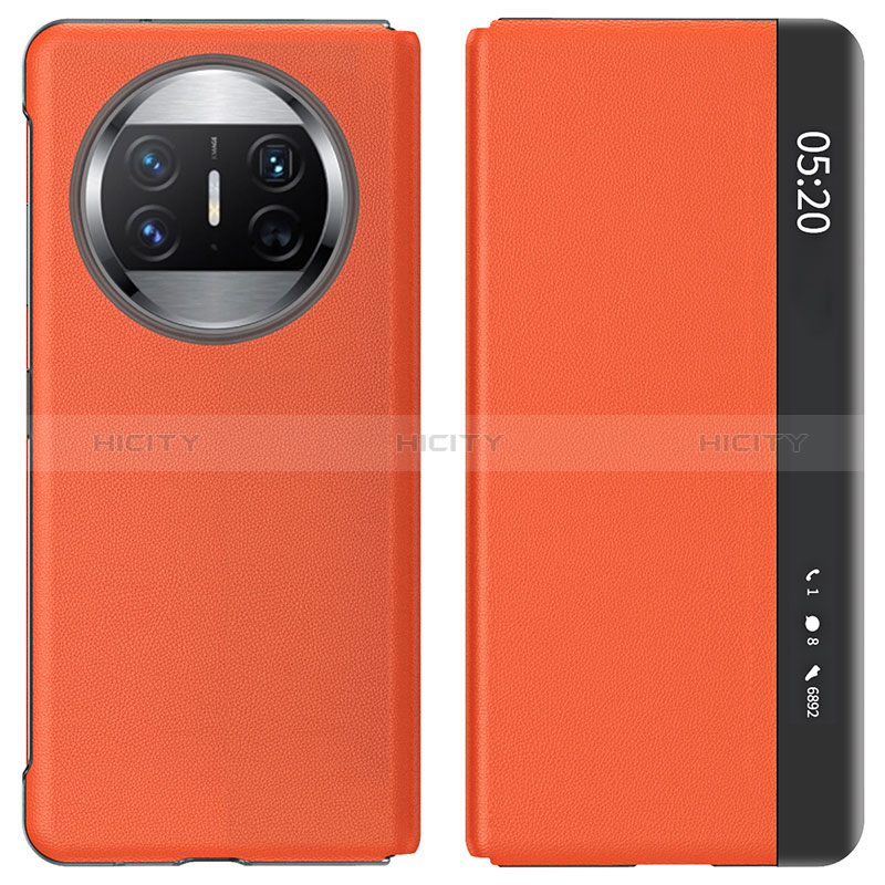 Custodia Portafoglio In Pelle Cover con Supporto ZL2 per Huawei Mate X3 Arancione
