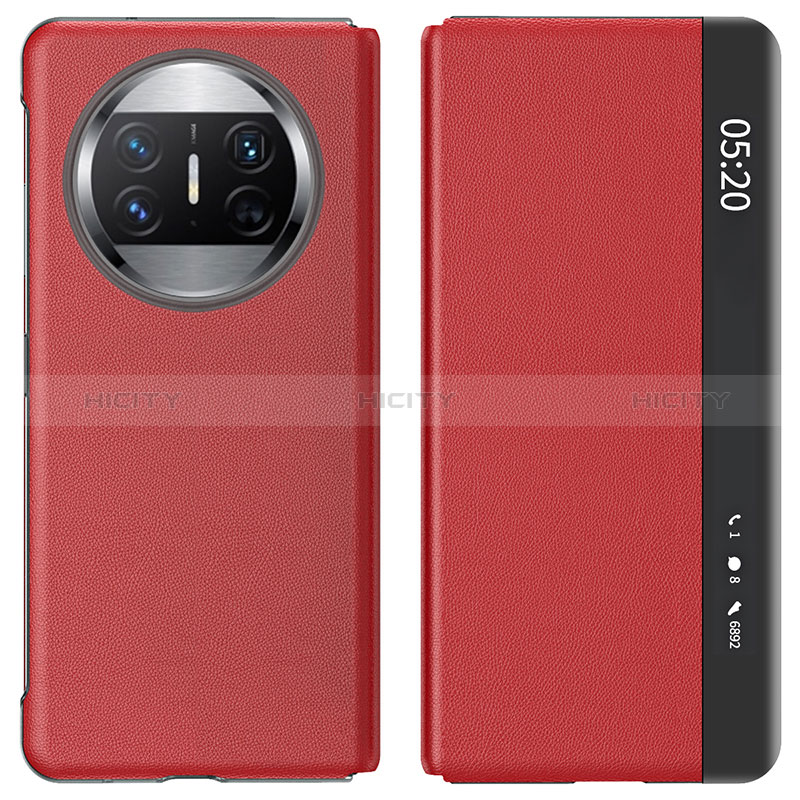 Custodia Portafoglio In Pelle Cover con Supporto ZL2 per Huawei Mate X3 Rosso