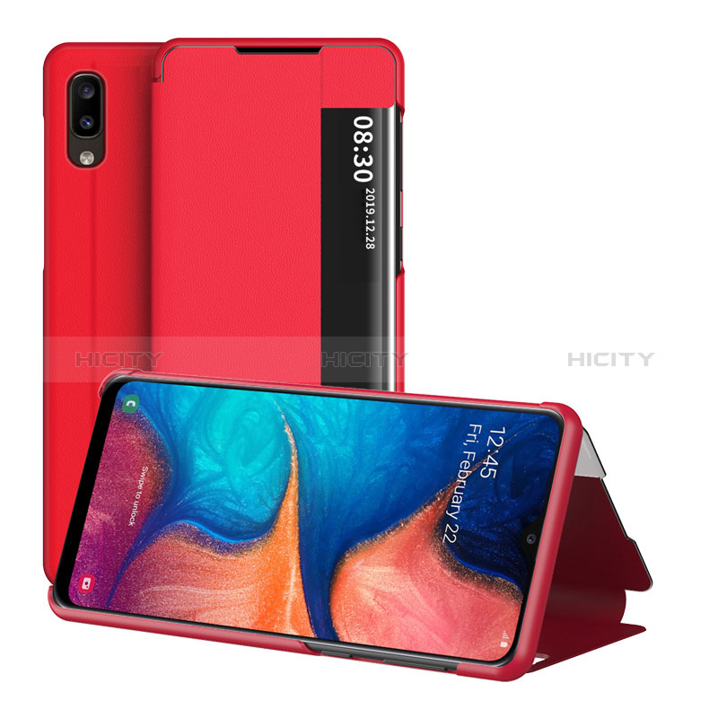 Custodia Portafoglio In Pelle Cover con Supporto ZL2 per Samsung Galaxy A20e Rosso