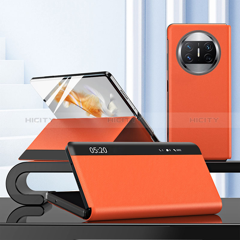 Custodia Portafoglio In Pelle Cover con Supporto ZL3 per Huawei Mate X5 Arancione