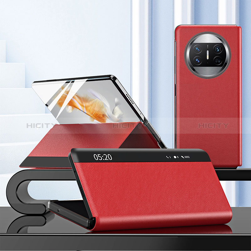 Custodia Portafoglio In Pelle Cover con Supporto ZL3 per Huawei Mate X5 Rosso