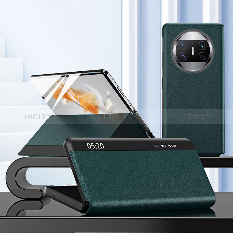 Custodia Portafoglio In Pelle Cover con Supporto ZL3 per Huawei Mate X5 Verde