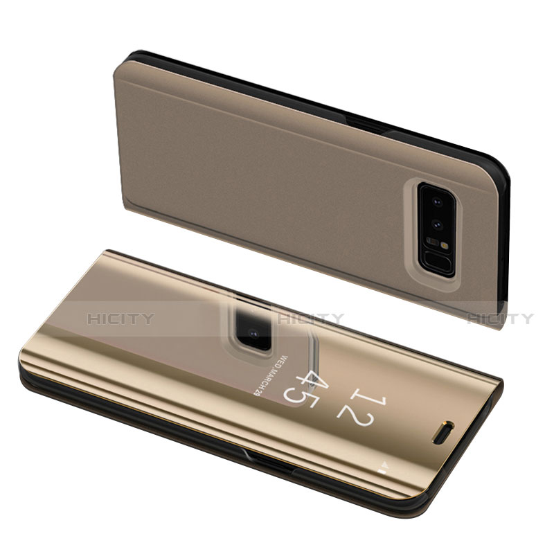 Custodia Portafoglio In Pelle Cover S01 con Supporto per Samsung Galaxy Note 8 Duos N950F Oro