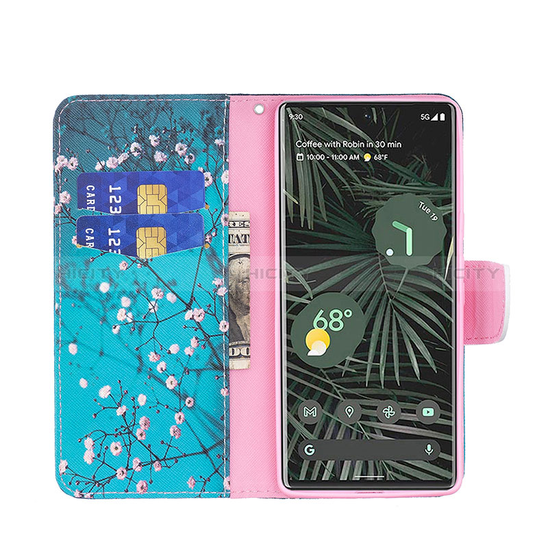 Custodia Portafoglio In Pelle Fantasia Modello Cover con Supporto B01F per Google Pixel 6 Pro 5G