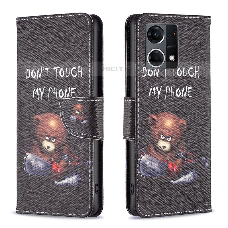 Custodia Portafoglio In Pelle Fantasia Modello Cover con Supporto B01F per Oppo F21s Pro 4G