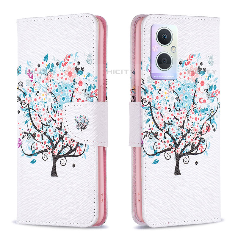 Custodia Portafoglio In Pelle Fantasia Modello Cover con Supporto B01F per Oppo Reno8 Lite 5G