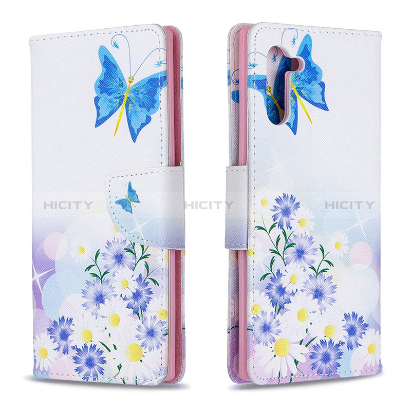 Custodia Portafoglio In Pelle Fantasia Modello Cover con Supporto B01F per Samsung Galaxy Note 10 5G Blu