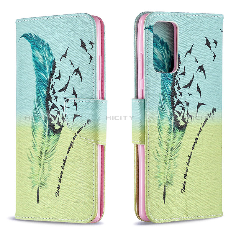 Custodia Portafoglio In Pelle Fantasia Modello Cover con Supporto B01F per Samsung Galaxy Note 20 5G Verde Pastello