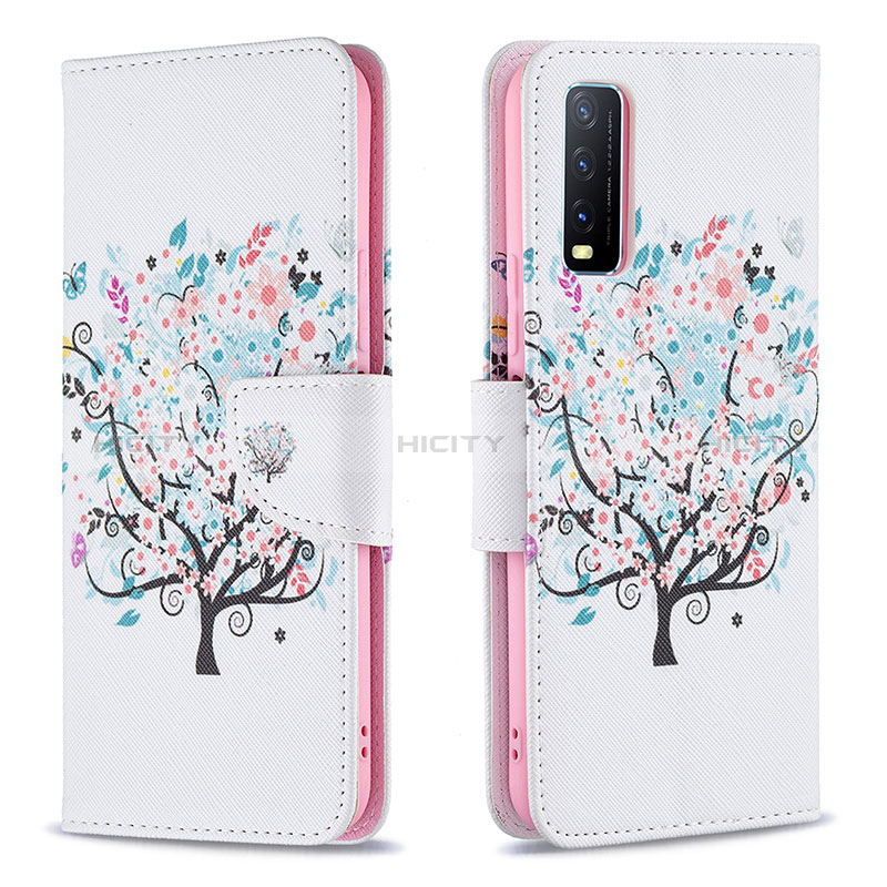 Custodia Portafoglio In Pelle Fantasia Modello Cover con Supporto B01F per Vivo Y12s