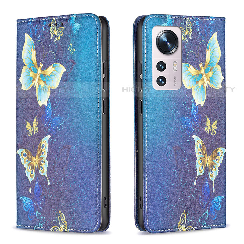 Custodia Portafoglio In Pelle Fantasia Modello Cover con Supporto B01F per Xiaomi Mi 12X 5G Blu