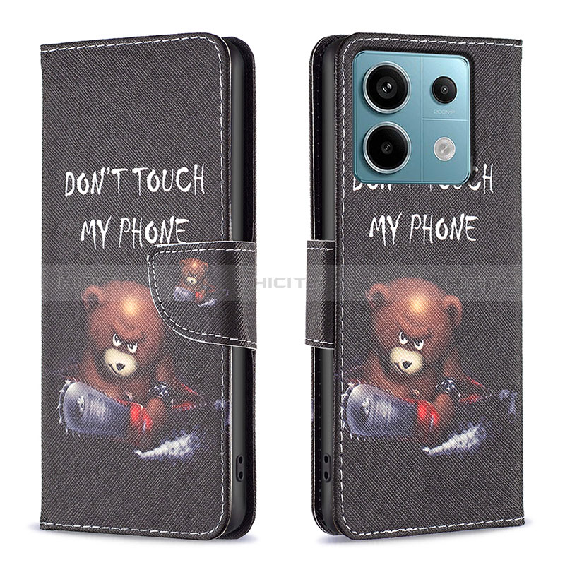 Custodia Portafoglio In Pelle Fantasia Modello Cover con Supporto B01F per Xiaomi Redmi Note 13 Pro 5G