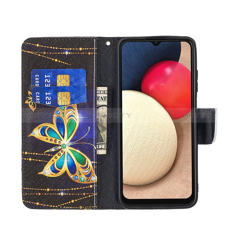 Custodia Portafoglio In Pelle Fantasia Modello Cover con Supporto B03F per Samsung Galaxy A02s