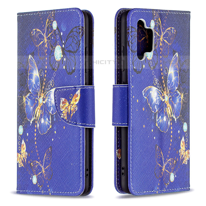 Custodia Portafoglio In Pelle Fantasia Modello Cover con Supporto B03F per Samsung Galaxy M32 5G Blu Notte