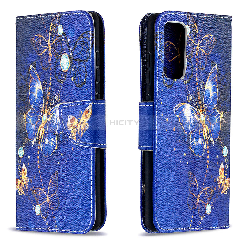 Custodia Portafoglio In Pelle Fantasia Modello Cover con Supporto B03F per Samsung Galaxy S20 FE 5G Blu Notte