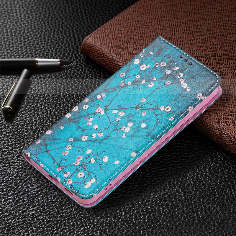 Custodia Portafoglio In Pelle Fantasia Modello Cover con Supporto B03F per Samsung Galaxy S21 FE 5G Verde Pastello